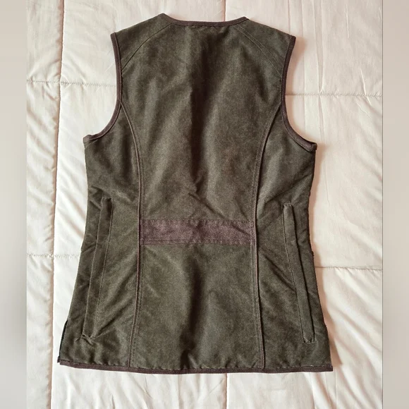 Sleeveless utility jacket vest, olive/military green with brown details, XS - Picture 5 of 16